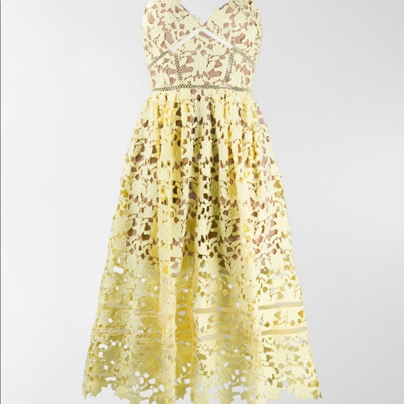 Self-Portrait Dresses & Skirts - SELF-PORTRAIT Azaelea Guipure Lace Dress, Yellow 4